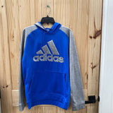 MENS ADIDAS HOODIE ROYAL BLUE/GREY M