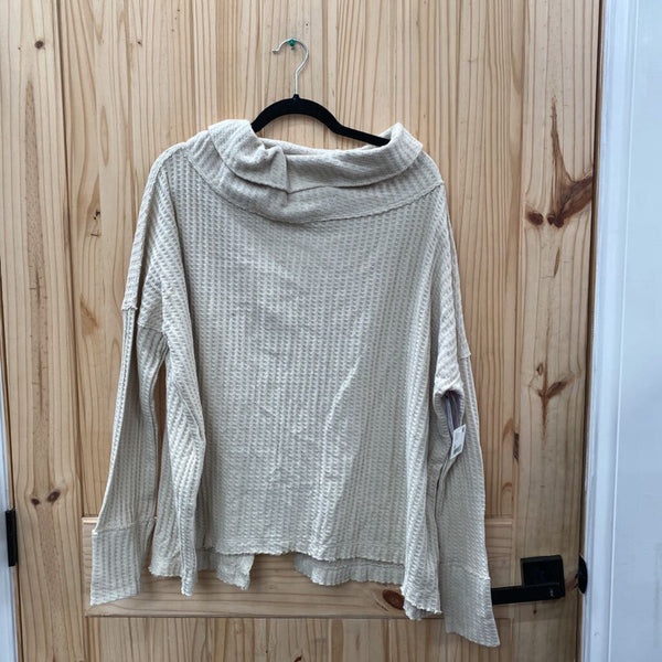 WOMENS FREE PEOPLE TAUPE LS SHIRT M NWT