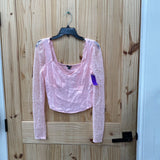 WOMENS WILD FABLE LS PINK LACE CROP TOP M NWT