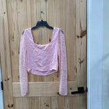 WOMENS WILD FABLE LS PINK LACE CROP TOP M NWT