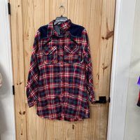 WOMENS LISTICLE PLAID DRESS LS RED/GREEN/NAVY BLUE M