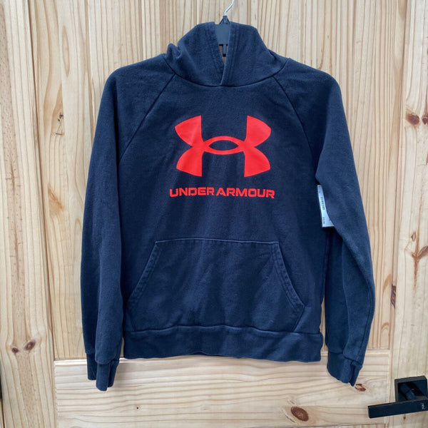 BOYS UNDER ARMOUR HOODIE BLK/BRIGHT CORAL YLG 12