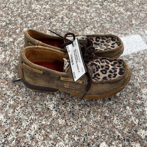 GIRLS TWISTED X BROWN/LEOPARD SHOES 12 1/2