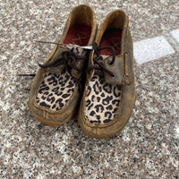 GIRLS TWISTED X BROWN/LEOPARD SHOES 12 1/2