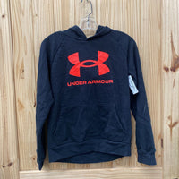 BOYS UNDER ARMOUR HOODIE BLK/BRIGHT CORAL YLG 12