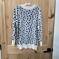 WOMENS MAZIK WHITE SWEATER W/BLK DOTS S