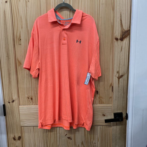 MENS UNDER ARMOUR BRIGHT ORANGE POLO SHIRT 2XL