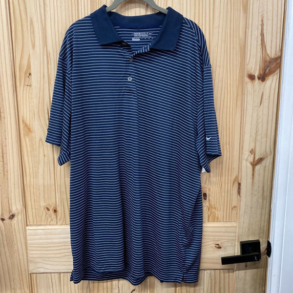 MENS NIKE GOLF NAVY BLUE/WHITE STRIPE POLO SHIRT XXL