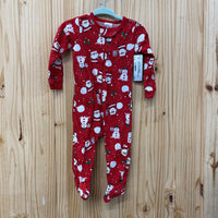 BOYS RED ONESIE W/SANTA/SNOWMAN 3/6M