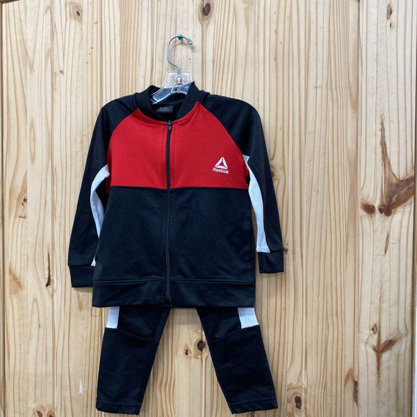 BOYS REEBOK 2PC SET RED/WHITE/BLK 3T