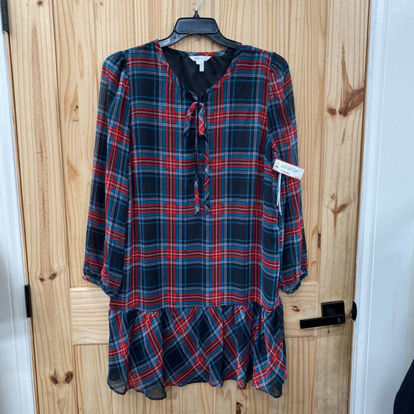 WOMENS DRAPER JAMES PLAID LS DRESS L NWT