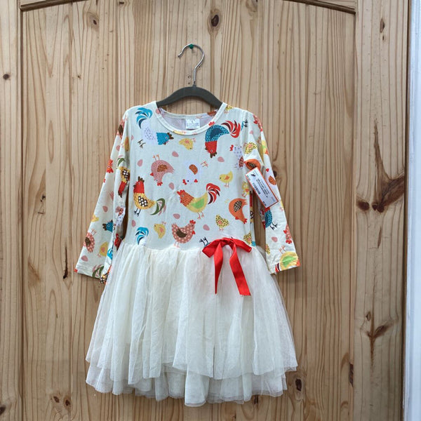 GIRLS IVORY DRESS W/TUTU/CHICKENS L 5?