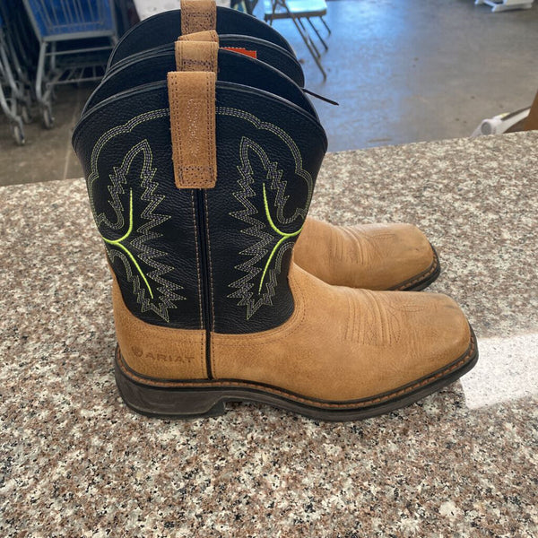 ARIAT BOYS 5 1/2 TAN/BLK/LIME BOOTS