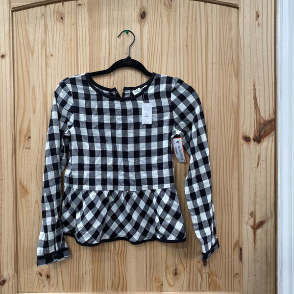 GIRLS GAP KIDS BLK/WHITE CHECKERED TOP XL 12 NWT