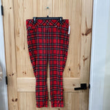 WOMENS NYGARD PLAID PANTS RED/BLK/YELLOW 1X