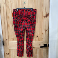 WOMENS NYGARD PLAID PANTS RED/BLK/YELLOW 1X