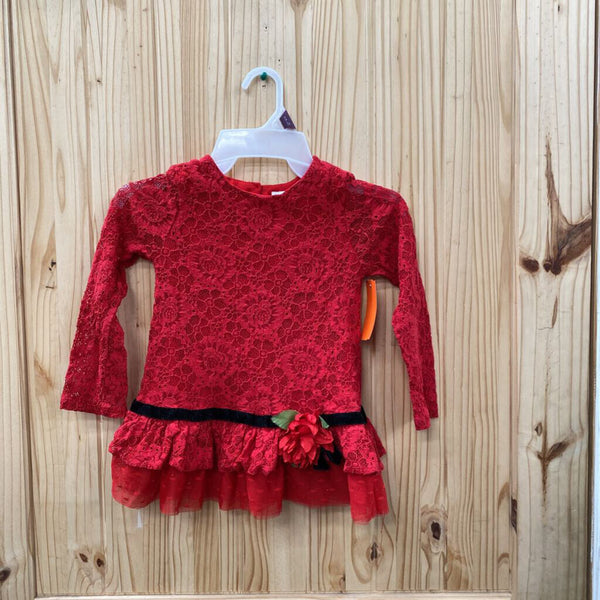 GIRLS RARE EDITION RED LACE TOP 6X