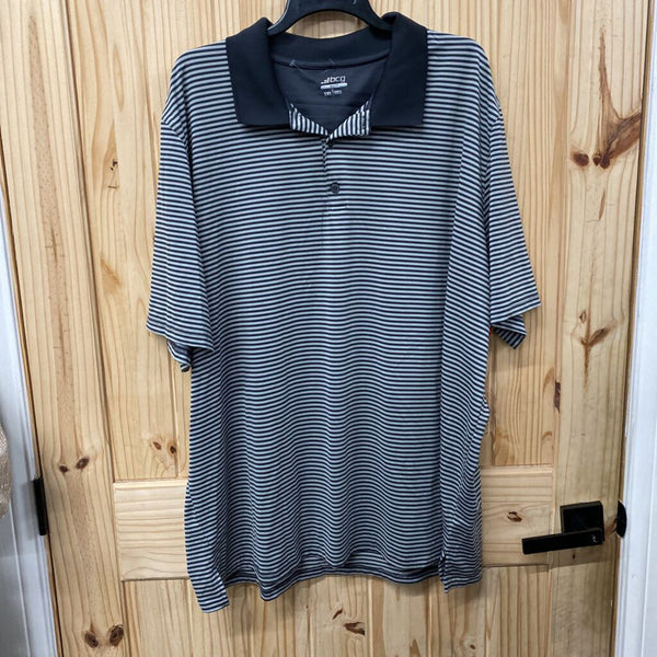 MENS BCG POLO SHIRT GREY/BLK STRIPE 3XL