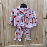 GIRLS CARTERS 2PC PAJAMA SET PINK W/SANTA CLAUS/REINDEER 2T