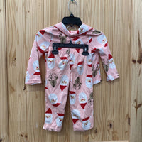 GIRLS CARTERS 2PC PAJAMA SET PINK W/SANTA CLAUS/REINDEER 2T