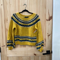 WOMENS SWEET RAIN SWEATER YELLOW/DK GREEN/BLK L