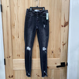 WOMENS BRIDGE BY GLY BLACK DENIM DIST. JEANS 23