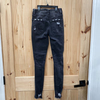 WOMENS BRIDGE BY GLY BLACK DENIM DIST. JEANS 23