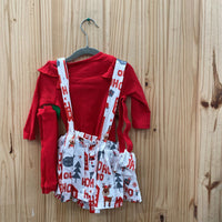 GIRLS MY FIRST CHRISTMAS 4PC SET RED/WHITE 90 12M SPW