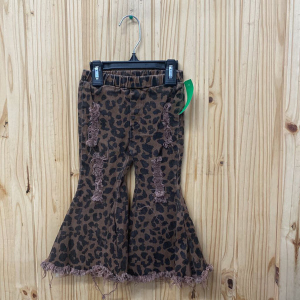 GIRLS BROWN/BLK LEOAPRD BELL BOTTOMS 4T