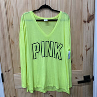 WOMENS VS PINK NEON YELLOW/BLK LS SHIRT L