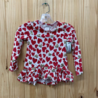 GIRLS TOMMY BAHAMA LS SHIRT W/RED/GOLD HEARTS 3T