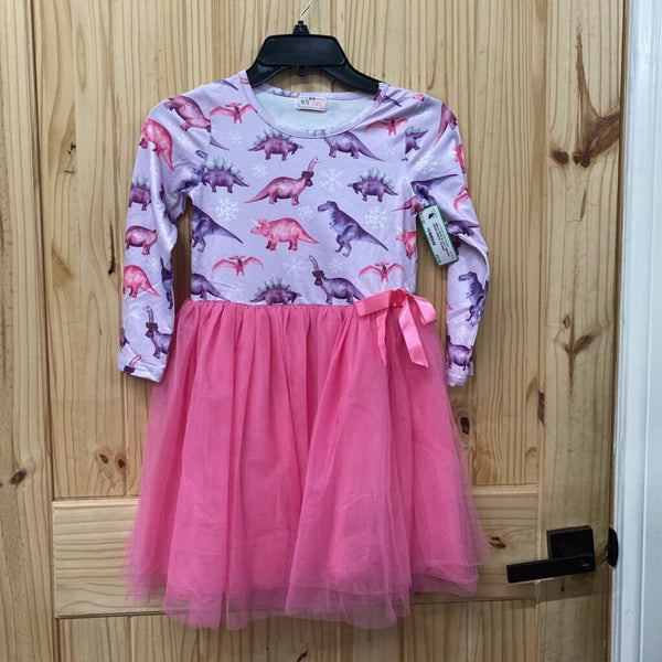 GIRLS PETE & LUCY SNOWY DINOS DRESS 7/8 NWT