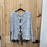 WOMENS MAURICES GREY/PLAID LS SHIRT L