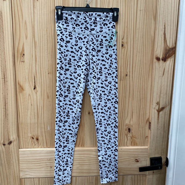 WOMENS MUSCLENATION BLK/WHITE LEOPARD RUCHED LEGGINGS S