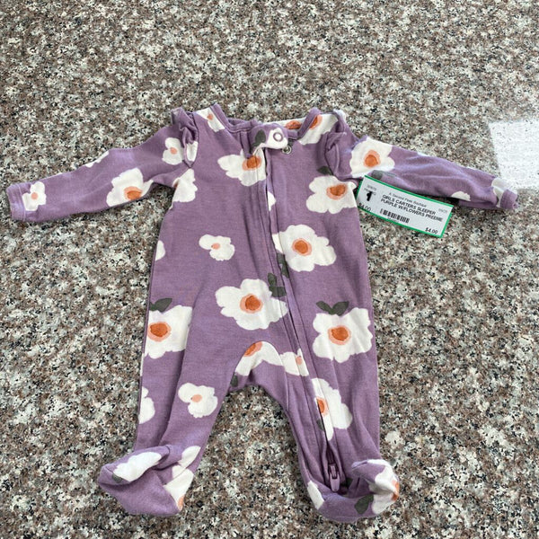 GIRLS CARTERS SLEEPER PURPLE W/FLOWERS PREEMIE