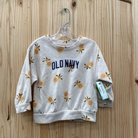 GIRLS OLD NAVY SWEATSHIRT IVORY W/SUNFLOWERS 3T