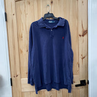 MENS LS NAVY BLUE POLO SHIRT 2X