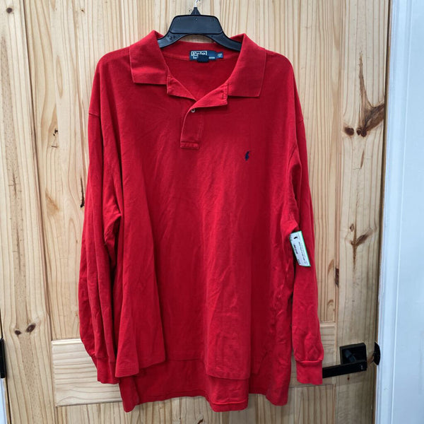 MENS POLO LS RED SHIRT 2X