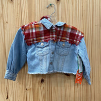 GIRLS WONDER NATION LT DENIMPLAID JACKET 18M NWT