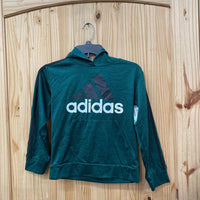 BOYS ADIDAS HOODED LS SHIRT DK GREEN/WHITE/BLK S 8