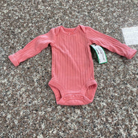 GIRLS CARTERS LS DK PINK ONESIE PREEMIE