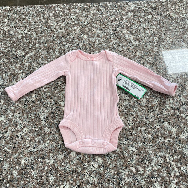 GIRLS CARTERS LS LT PINK LS ONESIE PREEMIE