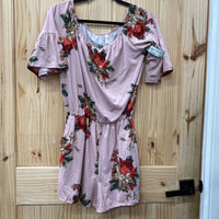 WOMENS MTS PINK FLORAL ROMPER L