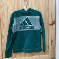 BOYS ADIDAS HOODIE DK GREEN/WHITE L 14/16