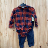 BOYS WRANGLER 2PC SET RED/NAVY BLUE PLAID 24M