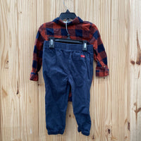 BOYS WRANGLER 2PC SET RED/NAVY BLUE PLAID 24M