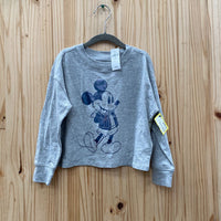 BOYS DISNEY LS GREY SHIRT W/MICKEY MOUSE XS 4/5 NWT