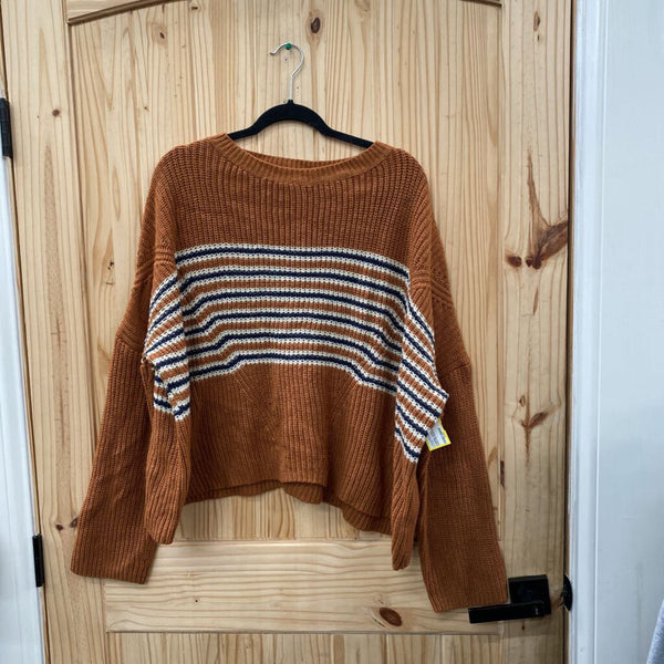 WOMENS LISTICLE SWEATER RUST/IVORY S