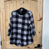 WOMENS NOW N FOREVER GREY/BLK PLAID HOODED CARDIGAN 2X