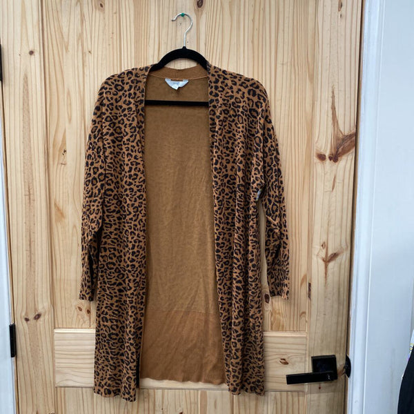 WOMENS TERRA & SKY LEOPARD CARDIGAN 0X